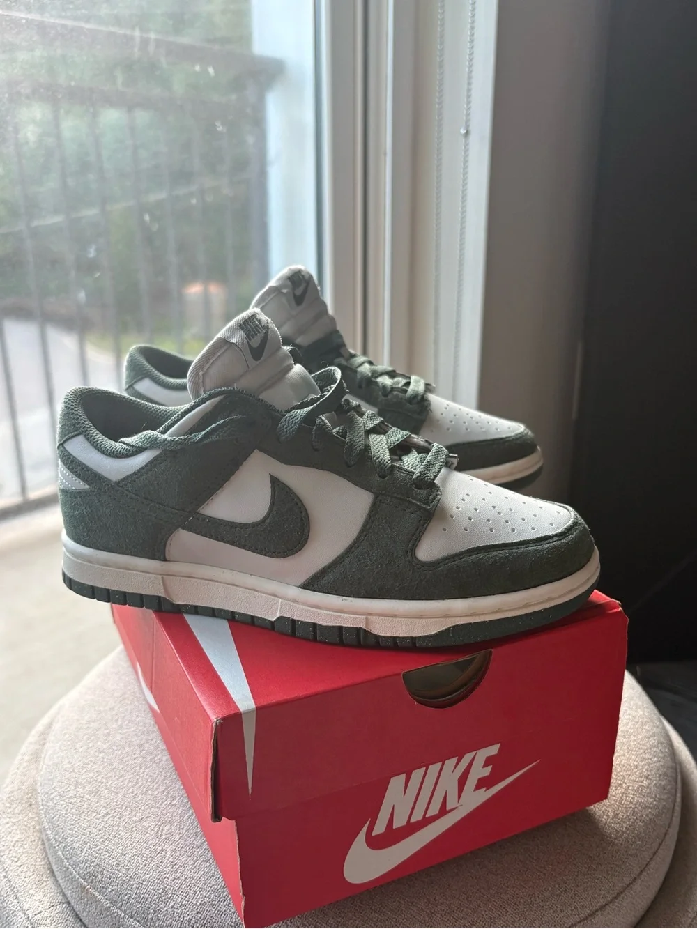 Nike Dunk Low in Forest Green and White